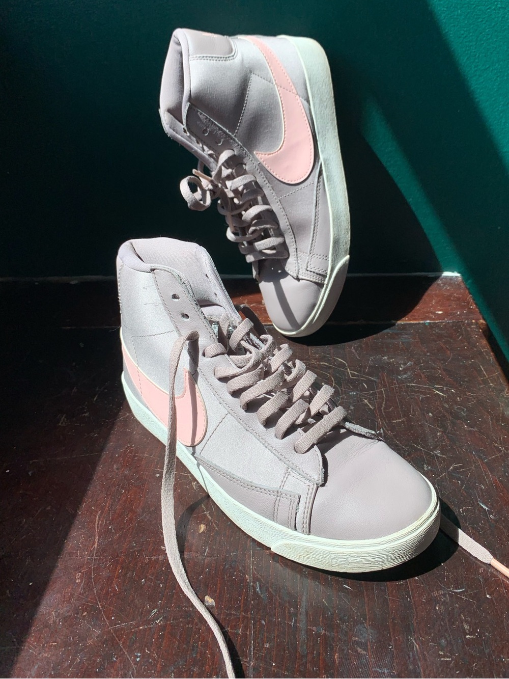 Nike Blazer Mids, Pumice Echo Pink, Woman’s size 7 sneakers.